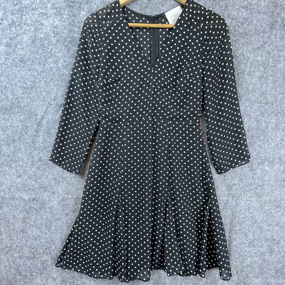 Erin‎ Fetherston Dress Womens 2 Black Polka Dot Classic Pleated Business Girly